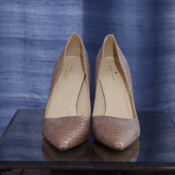 Kate Spade Reptile Embossed Pointed Toe Pumps - Picture 1 of 3